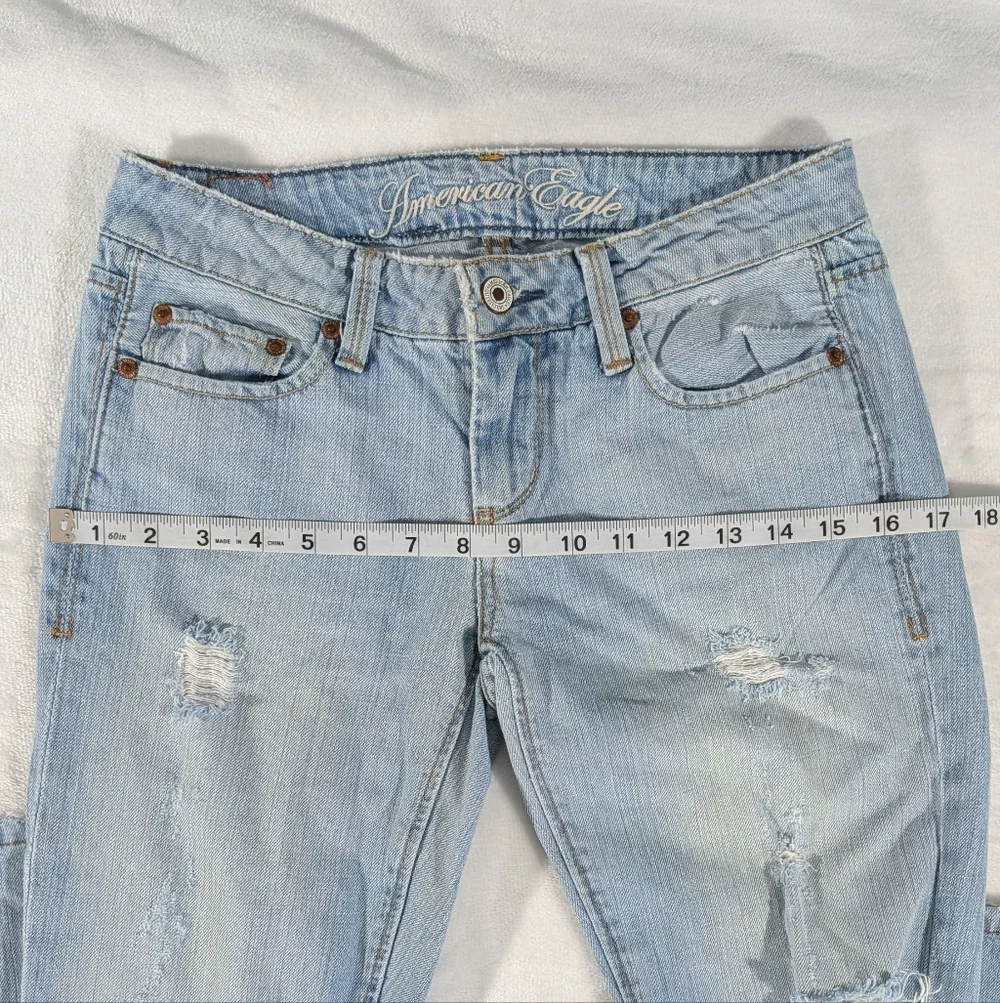 ❤️ American Eagle True Boot Distressed 100% Cotton Size 0 Short Light Wash - Picture 9 of 14